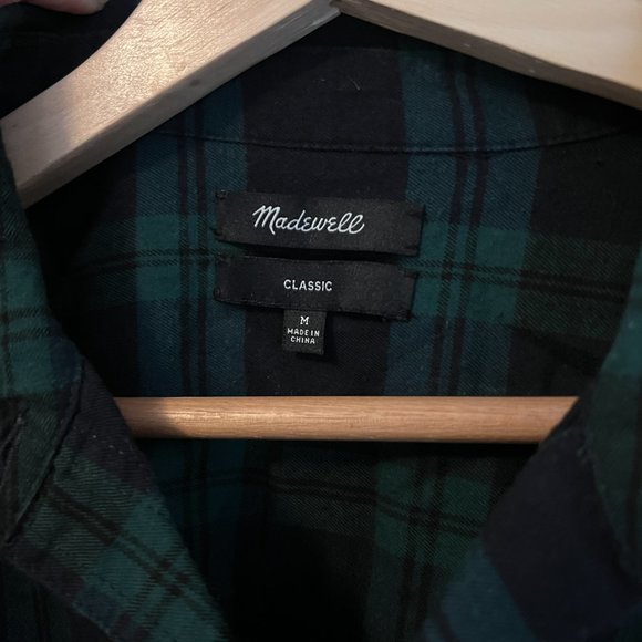 Madewell Classic Fit Ex Boyfriend Button Down in Blackwatch Plaid - Picture 3 of 4